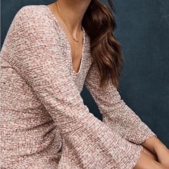 Maeve Dress Tweed Bell Sleeve Retro Sheath Cream & Red Mini Mod Dress Size Small - Picture 8 of 13